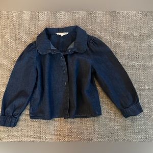 Copper Key Girls Denim Shirt Dark Wash Button Down With Ruffle Collar